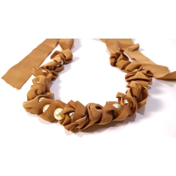 Neiman Marcus Lee Angel Women's Grosgrain Ribbon Pearl Tie Necklace NWT 250 - Picture 3 of 6